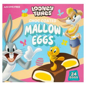 Looney Tunes Choc Coated Mallow Eggs 24 Pack
